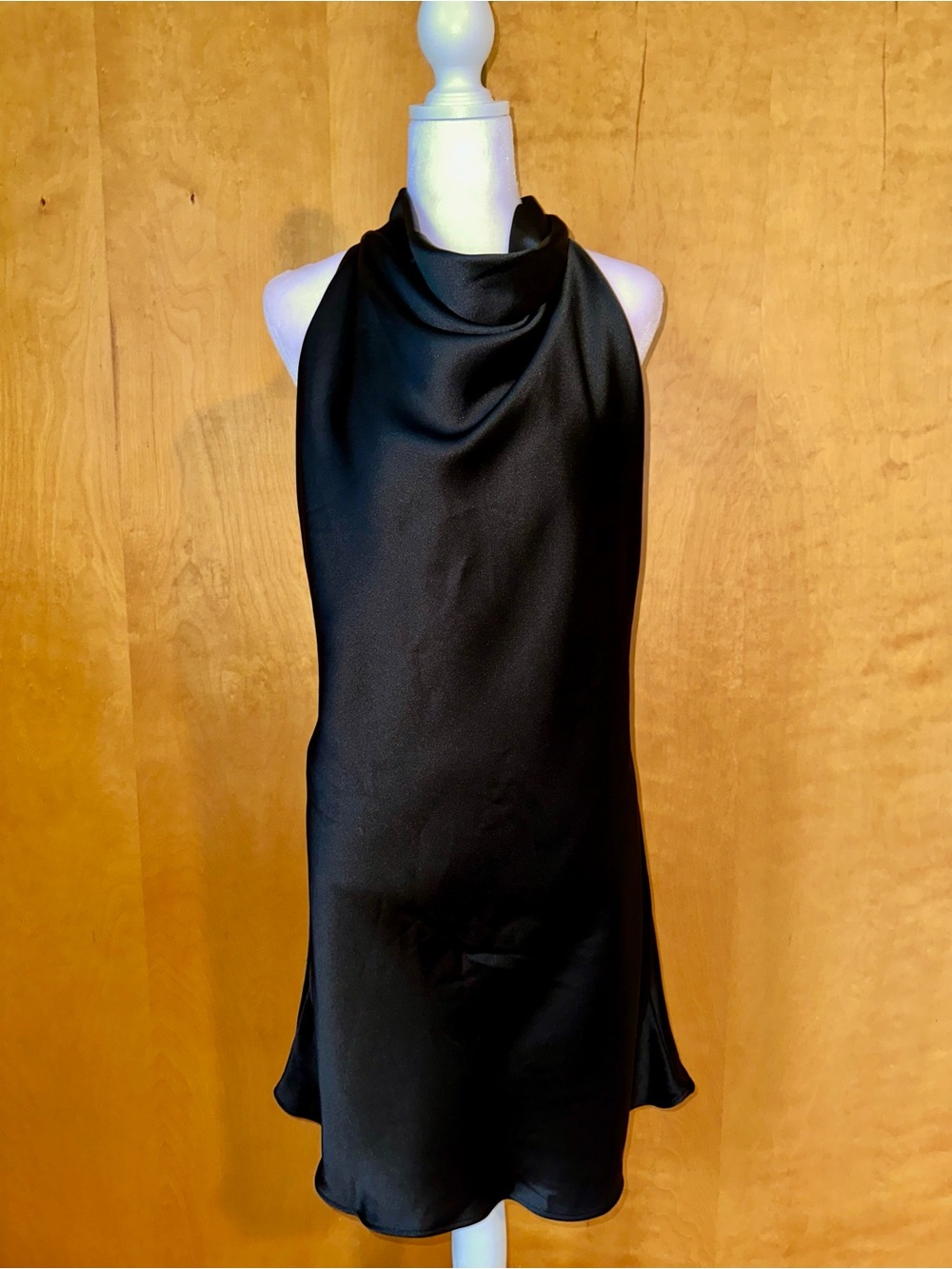 Zara Black Satin Halter Mini Dress